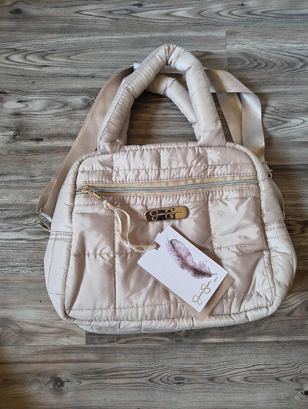 Jessica Simpson Quilted Lunch Bag Beige